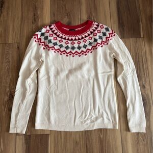 Talbots Red and White Fair Isle Sweater